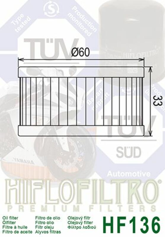 HIFLOFILTRO Oil Filter - HF136 HF136