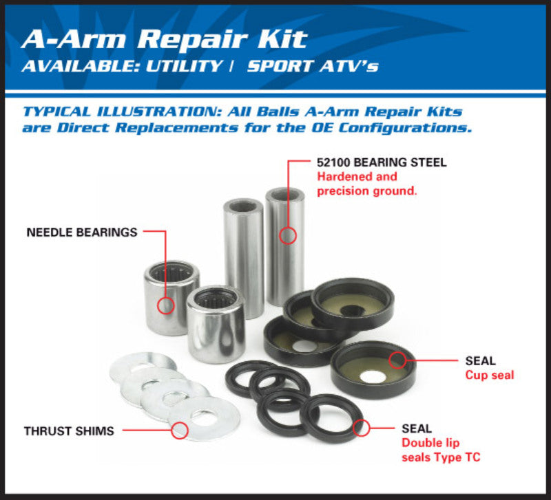 ALL BALLS Lower/Upper A-Arm Reconditioning Kit Suzuki/Arctic Cat 50-1039