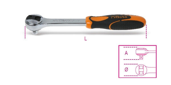 Odwracalny klucz do gniazda beta 3/8 '' Male Square Drive 72 Zęby 00910082