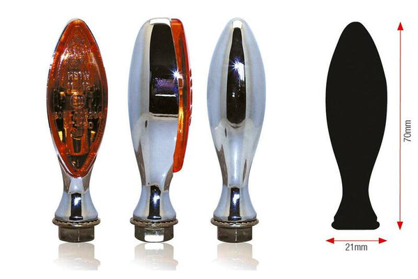 Bihr Elise Blinkers - Chromowany metal z pomarańczową soczewką | Universal 02-130che (para)