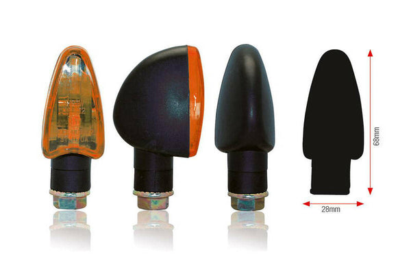 BIHR TRIANGLE BLINKERS - Czarny z pomarańczowym obiektywem | Universal 001-1 (para)