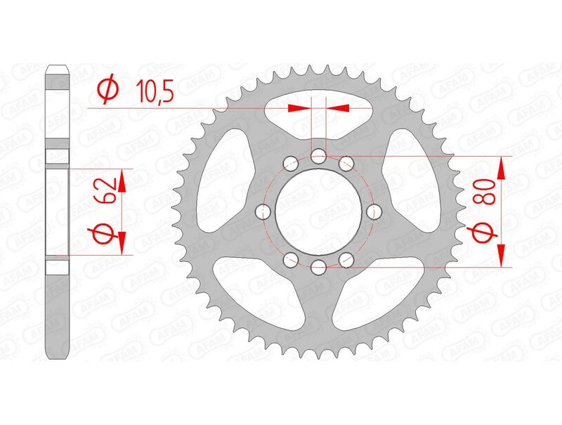 Afam Steel Standard tylny sprock 12204 - 428