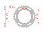 Afam Steel Standard tylny sprock 12304 - 520