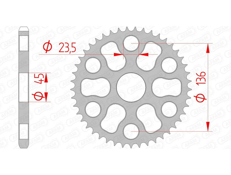 Afam Steel Standard tylny sprock 12325 - 428