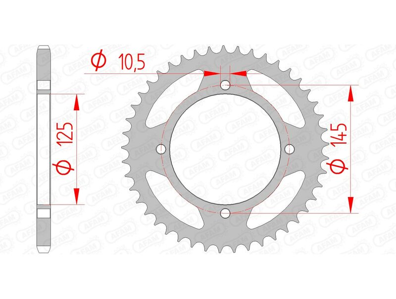 Afam Steel Standard tylny sprock 12505 - 520