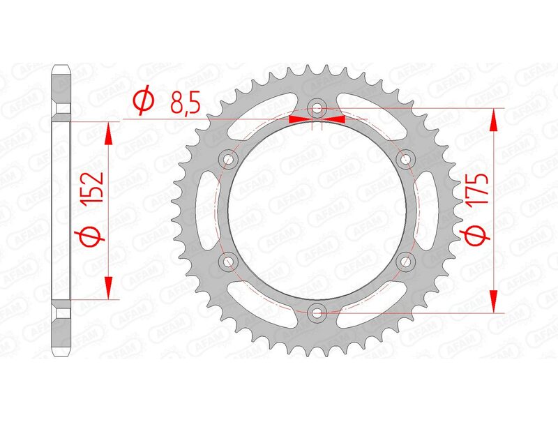 Afam Steel Standard tylny sprock 12508 - 520