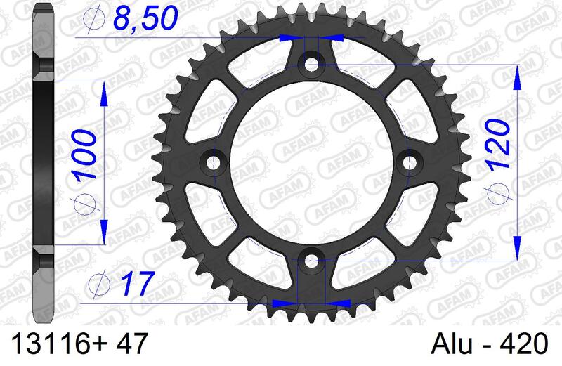 Afam aluminiowy ultra -światło twardy anodowany tylny spropet 13116 - 420