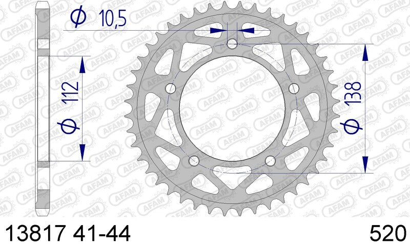 Afam aluminiowy tylna koła zębate 13817 - 520