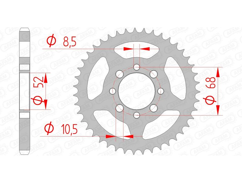 Afam Steel Standard tylny sprock 14101 - 428