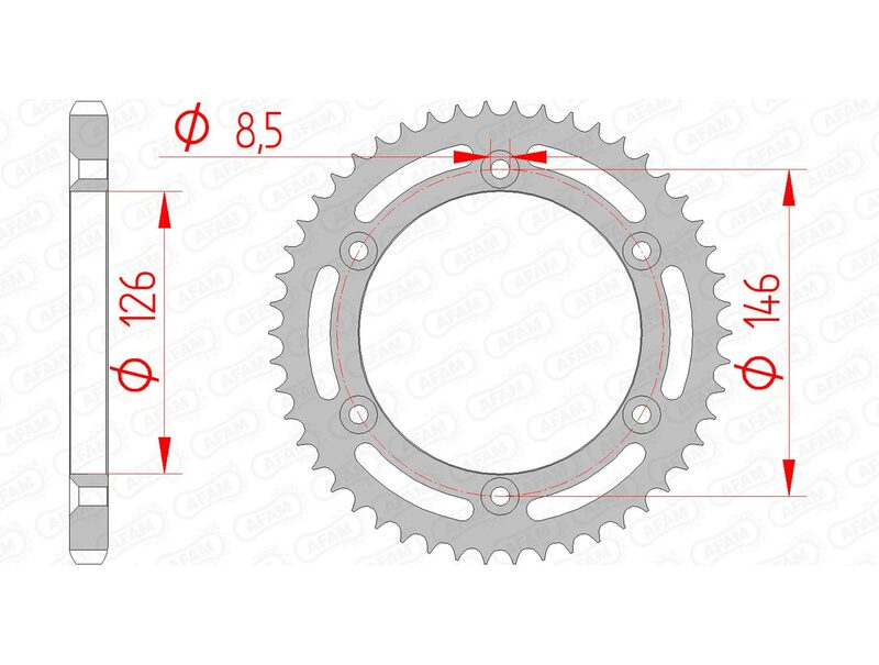 Afam Steel Standard tylny sprock 14207 - 428