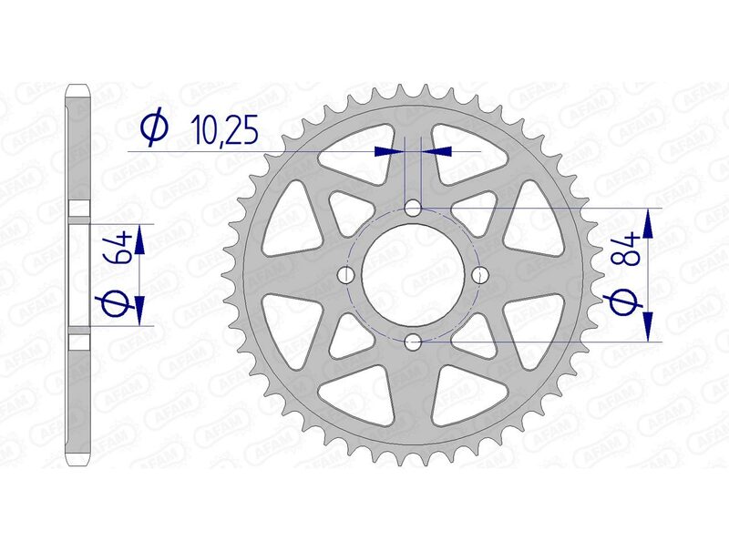 AFAM Aluminium Rear Sprocket 15310 - 520 bakdrev med 520 kedjedelning, kompatibelt med Suzuki LT-Z 400 Quadsport och Kawasaki KFX 400. Hållbart aluminiumdrev för optimal kraftöverföring.