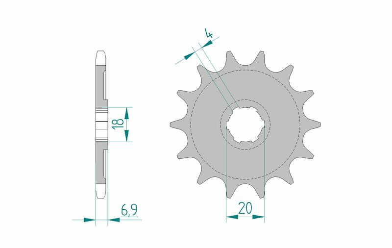 Afam Steel Standardowy przedni sprock 20204 - 520