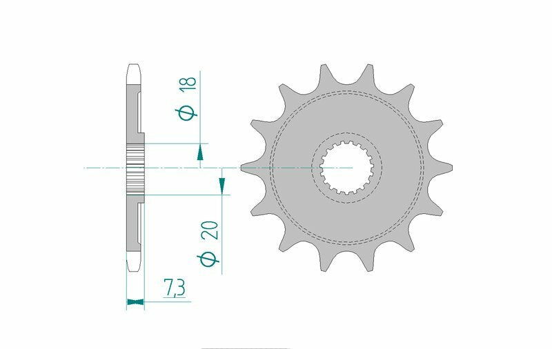 Afam Steel Self -Cleaning Front Sprock 20206 - 520