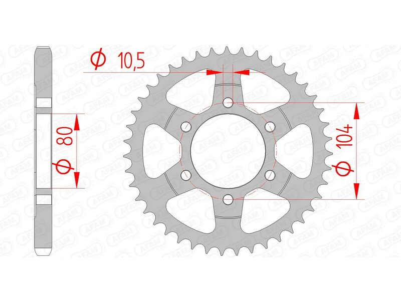 Afam Steel Standard tylny sprock 16610 - 525