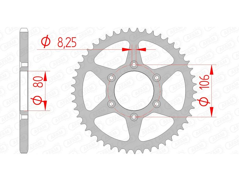 Afam Steel Standard tylny sprock 35204 - 520