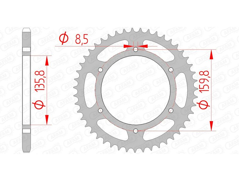 Afam Steel Standard tylny sprock 35304 - 520