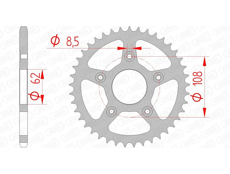 Afam Steel Standard tylny sprock 44203 - 520