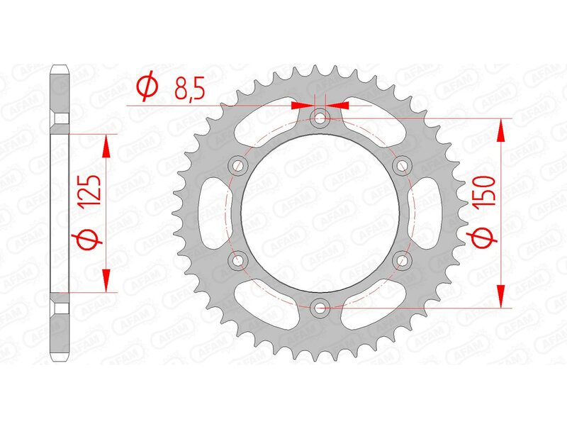 Afam Steel Standard tylny sprock 71304 - 520