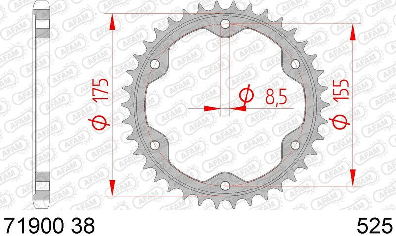 Afam Steel Standard tylny sprock 71900 - 525