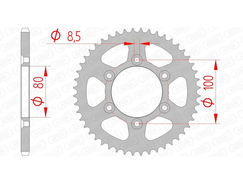 Afam Steel Standard tylny sprock 80103 - 420