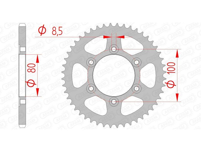 Afam Steel Standard tylny sprock 80105 - 420