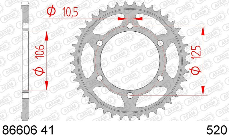 Afam Steel Standard tylny sprock 86606 - 520