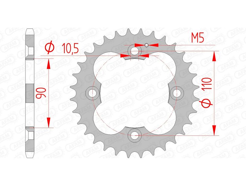 Afam Steel Standard tylny sprock 92324 - 520