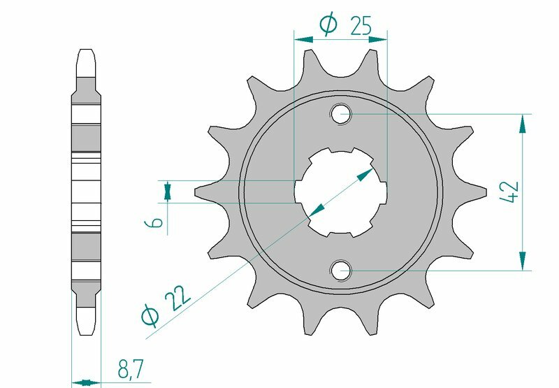 Afam Steel Standardowy przedni sprock 20401 - 520