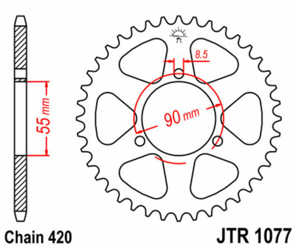 JT SPROCK STEL STANDORY STANDY SPROCK 1077 - 420 JTR1077.47