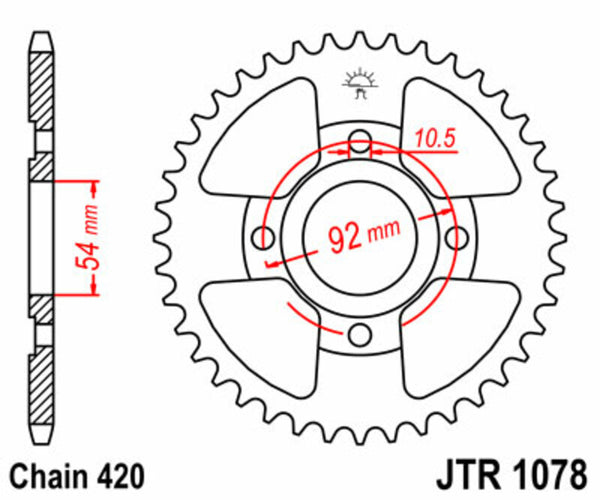 Stalowy tylny sprock JT Sprock 1078 - 420 JTR1078.47