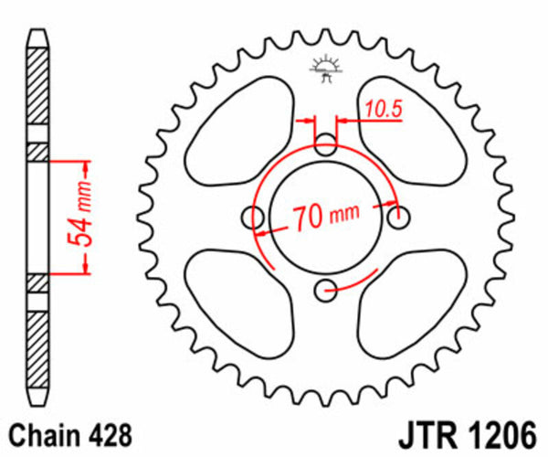 Stalowy standardowy tylny sprock JT SPROCK 1206 - 428 JTR1206.42