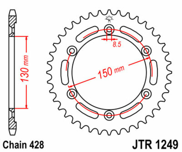 Stalowy tylny sprock JT Sprock 1249 - 428 JTR1249.51
