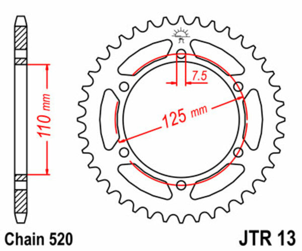 Stalowy standardowy sprock JT Sprock 13 - 520 JTR13.39