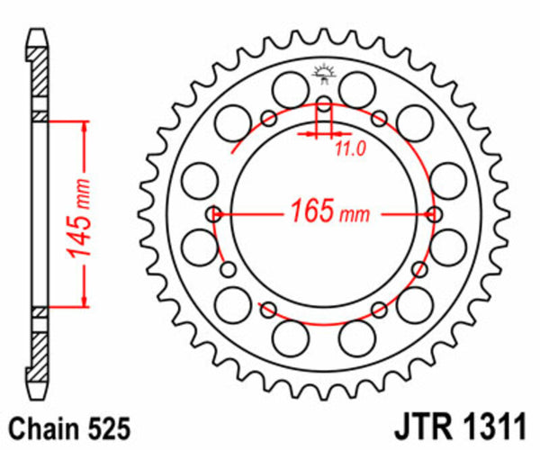 JT Sprock's Steel Standard Rear Sprock 1311 - 525 JTR1311.44