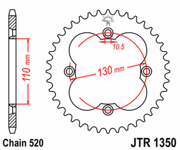 Stalowy tylny sprock JT Sprock 1350 - 520 JTR1350.36