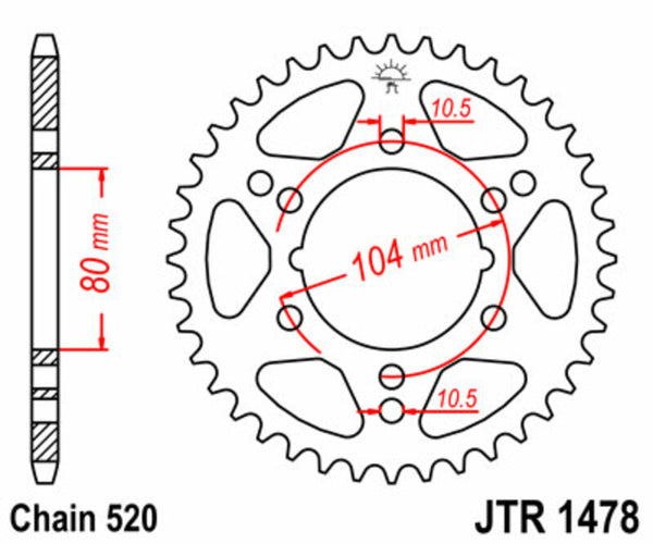 JT Sprock's Steel Standard Rear Sprock 1478 - 520 JTR1478.43