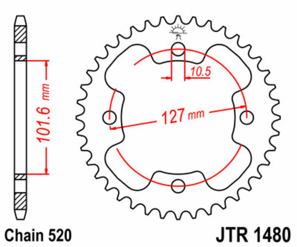 JT Sprock's Steel Standard Rear Sprock 1480 - 520 JTR1480.38