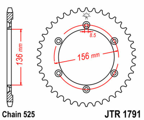 Stalowy standardowy sprock JT Sprock 1791 - 525 JTR1791.43