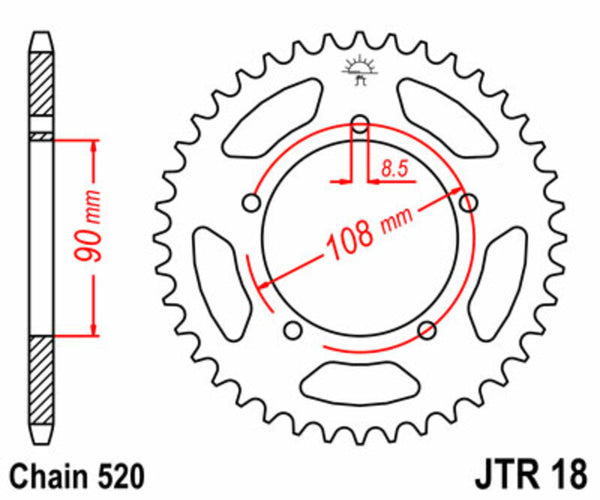 Stalowy tylny sprock JT Sprock 18 - 520 JTR18.43