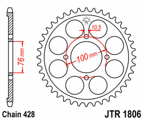 Stalowy standardowy sprock JT Sprock 1806 - 428 JTR1806.56
