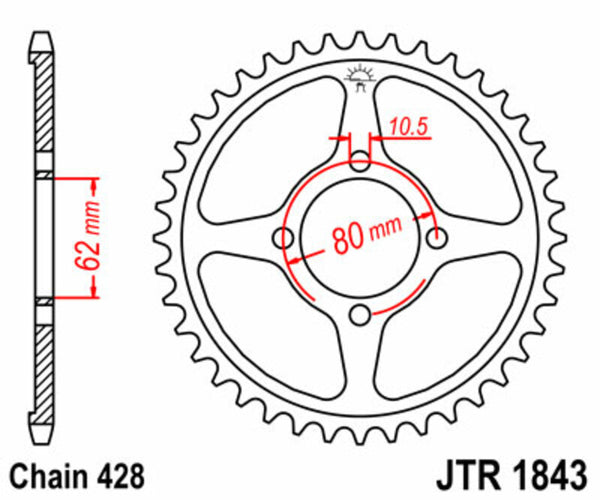 JT SPROCK STEL STANDORY STANDY SPROCK 1843 - 428 JTR1843.54