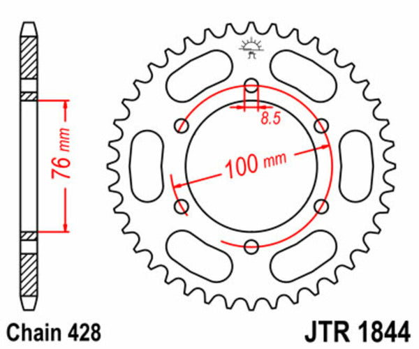 Stalowy tylny sprock JT Sprock 1844 - 428 JTR1844.52