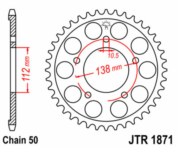 JT SPROCK STEL STANDORY STANDY SPROCK 1871 - 530 JTR1871.48
