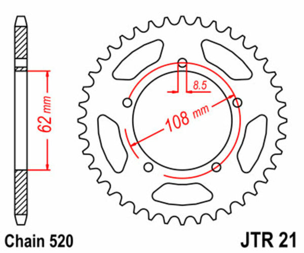 JT Sprock's Steel Standard Rear Sprock 21 - 520 JTR21.40