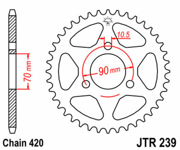 JT Sprock's Steel Standard Rear Sprock 239 - 420 JTR239.45