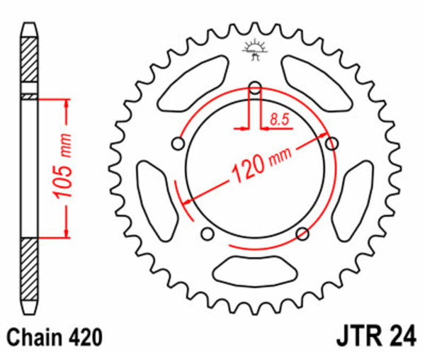 JT Sprock's Steel Standard Rear Sprock 24 - 420 JTR24.50
