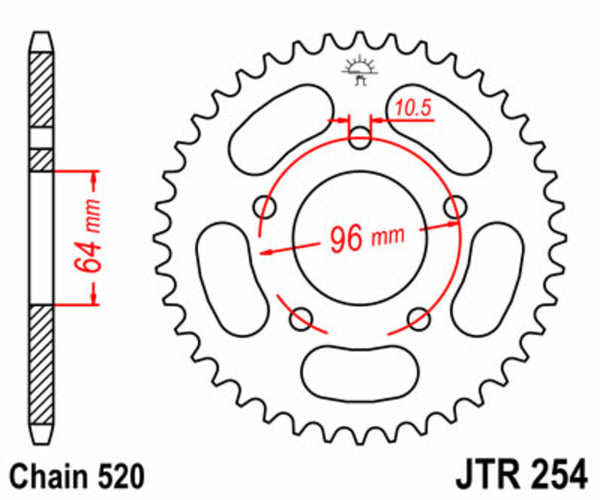 Stalowy tylny sprock JT Sprock 254 - 520 JTR254.37