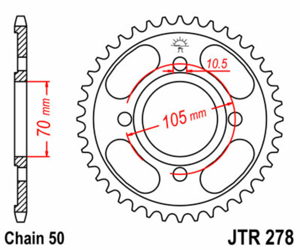 JT Sprock's Steel Standard Rear Sprock 278 - 530 JTR278.36