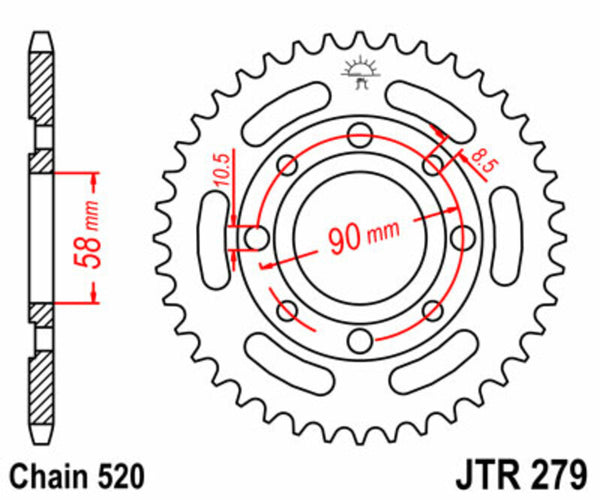 JT Sprock's Steel Standard Realar Sprock 279 - 520 JTR279.32
