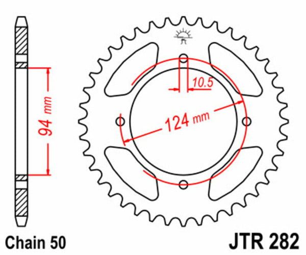 Stalowy standardowy tylny sprock JT Sprock 282 - 530 JTR282.34